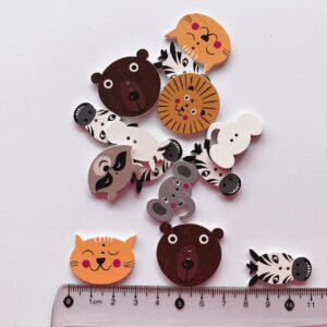 Large Wooden Buttons Nature Wild Animals Scrapbook Animals