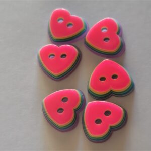 12mm Colourful Heart Resin Buttons