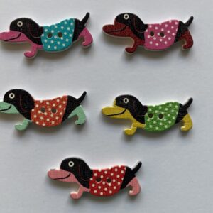 35x15mm Wooden Dog Buttons