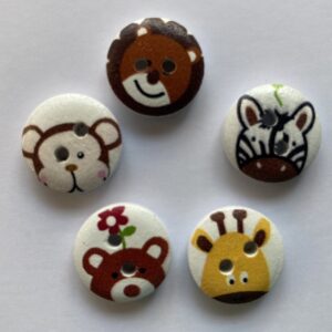 15mm Jungle Animal Wood Buttons