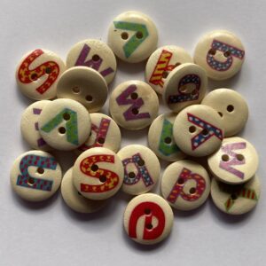 15mm Wooden Alphabet Letter Buttons