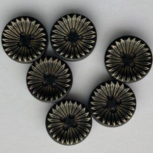 6 x 15mm Black Flower Wooden Buttons
