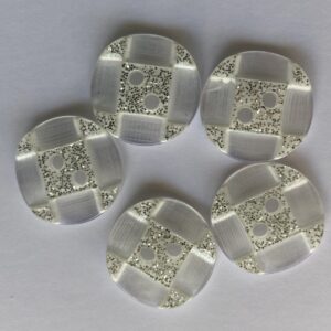 6 x 1.5cm Resin Buttons white glitter cross