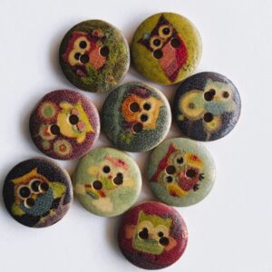 15mm Wooden Owl Buttons