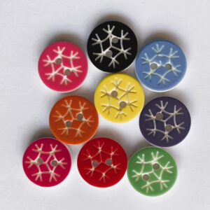 13mm Colourful Resin Snowflake Buttons