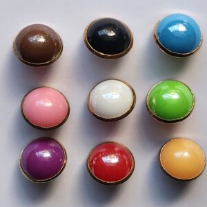 10mm Glossy  Buttons with Gold Rim - Black