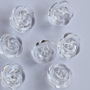 6 x 13mm Transparent 3D Resin Rose Buttons