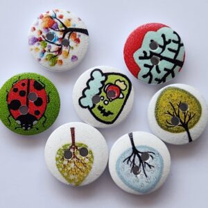 Wooden Painted Nature Buttons - 1.5cm