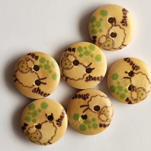 6 x 15mm Wooden Sheep Buttons