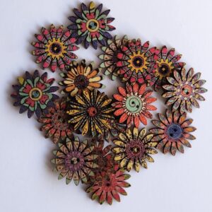 Rustic Wooden Flower Buttons - 20mm