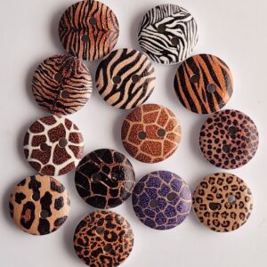 Animal Print Wooden Buttons - 1.5mm