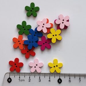 Bright Wooden Flower Buttons - 1.5mm