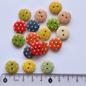Wooden Painted Polka Dot Buttons - 1.5cm