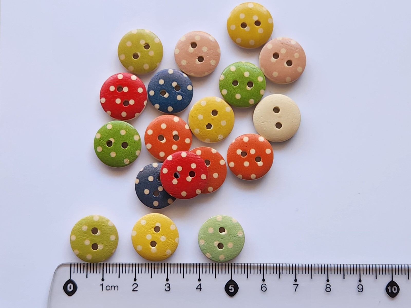 Wooden Painted Polka Dot Buttons - 1.5cm