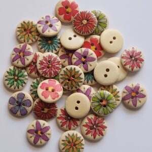 Wooden Flower Buttons - 1.5cm