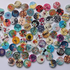 8 x Mixed Pattern Wooden Buttons 2cm