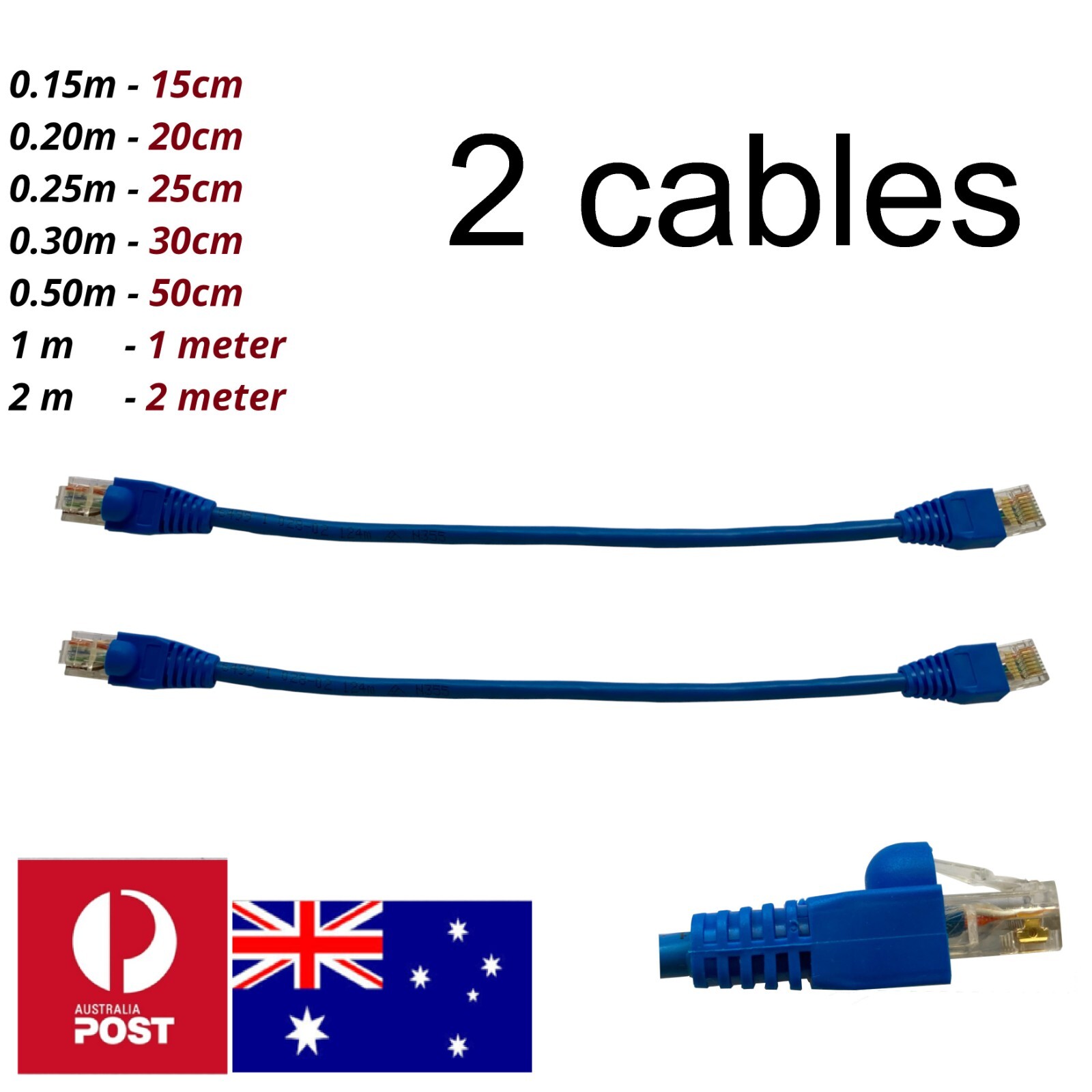 2 x Cat 6 Ethernet Patch Network Cable RJ45