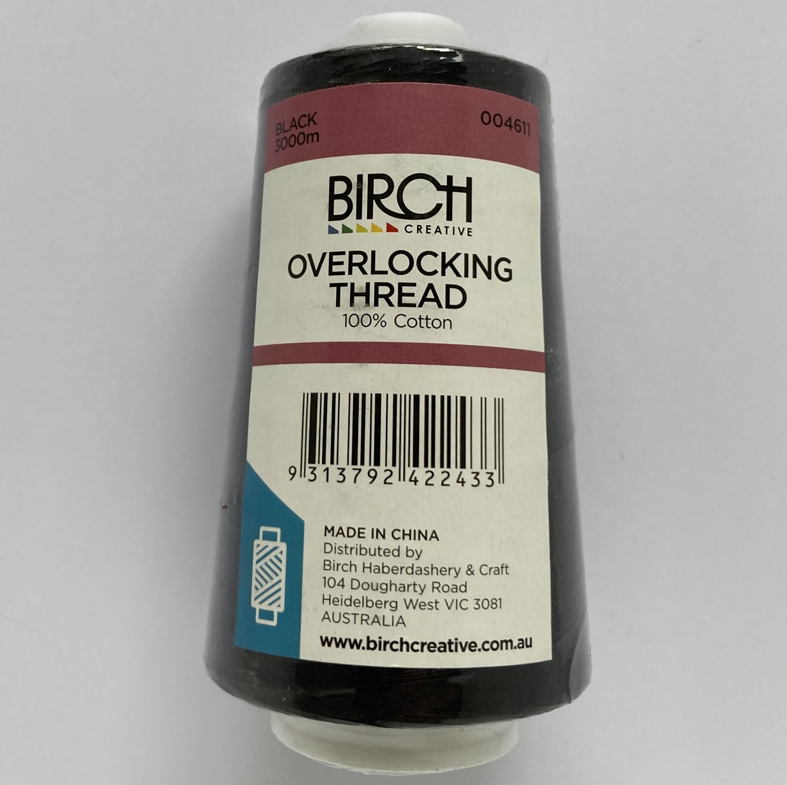 4 x Birch Black COTTON Overlocking Serger Thread 3000m Overlocker